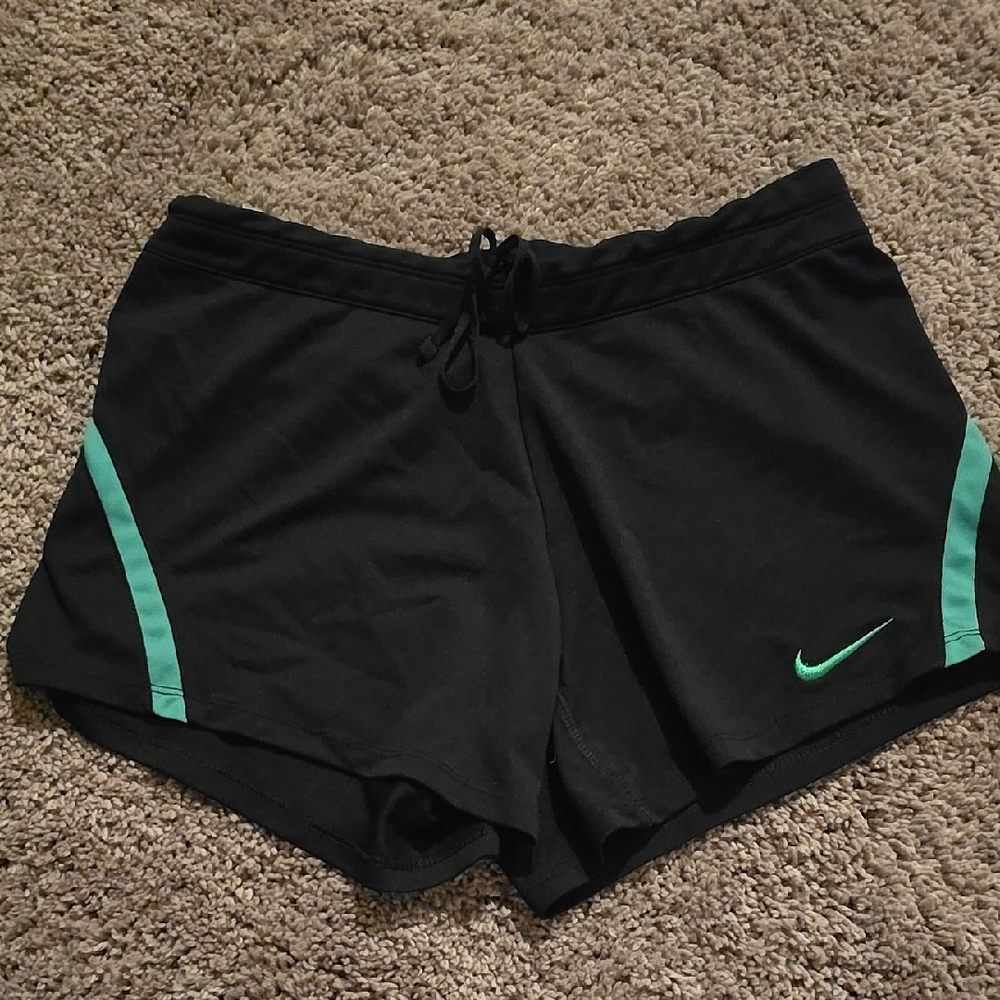 Nike Women's Black and Green Athletic Shorts